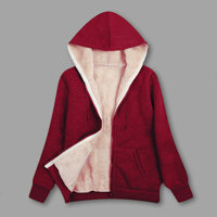 Áo khoác nữ mùa thu đông Áo khoác nữ ấm áp có khóa kéo Áo Hoodie mùa đông ấm cúng có túi và lớp lót lông cừu Áo khoác có khóa kéo thời trang dành cho nữ ở Đông Nam Á