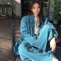 Áo Khoác Nữ Mùa Thu, Khí Chất Cao Cấp, Hai Bộ Áo Khoác, Eo Cao, Quần Đùi Rộng.