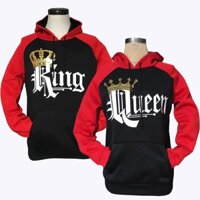 Áo Khoác Nữ Nam Jumper King Queen Crown Cặp Đôi Phù Hợp Với Áo Chui Đầu Áo