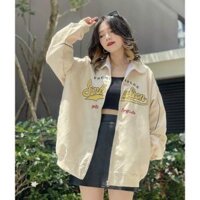 Áo Khoác Nữ SYMBALYON Vải Dù 2 Lớp Mềm Mát Hình iN Sắc Nét Kiểu Dáng Ulzzang street wear Cá Tính Hot Trend Mới - Kem - L