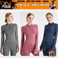 Áo khoác nữ tập gym yoga pickleball khóa kéo ôm dáng thời trang thun lạnh BINSPORTS A155