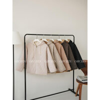 Áo khoác nữ trần bông hoạ tiết quả trám lót lông bên trong