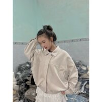 Áo Khoác Nữ Trơn Basic ChẤT DA LỘN Kiểu cổ sơ mi Khóa Kéo Zip - Chống Nắng Thu Đông
