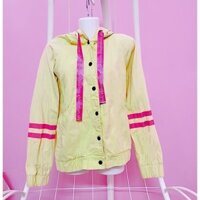 🎗Áo Khoác Nữ Vàng Sọc Hồng Dạ Quang Cài Nút FreeSize Thời Trang Freesize