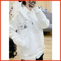 ÁO KHOÁC NỮ Vins Fashion VẢI NỈ HÌNH nhóc tì VÀ CHÚ CÚN xinh tươi DÂY KÉO XỊN XÒ phong thái TRẺ TRUNG