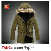 Aó khoắc parka nam Lot bông ấm áp bên trong – Màu xanh rêu Hot thu đông 2018