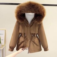 Áo Khoác Parka nữ lót lông xuất xịn ạ, Túi hộp chéo có dây rút eo tạo điểm nhấn v2 #minhon hết sức.