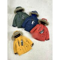 Áo khoác parka viền phản quang mũ lông bé