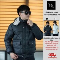 Áo Khoác Phao 3 Lớp Trần Bông  Vải Kẻ Ô Li 2 Màu Đen Trắng Nam Menswear áo  khoác