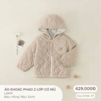 Áo khoác phao Bamboo by LIL 2 lớp có mũ nâu