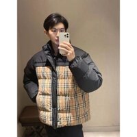 Áo khoác phao Burberry 2 mặt Đen trơn phối Nâu kẻ sọc LA VTN