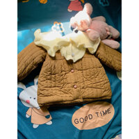 Áo khoác phao cổ len lót lông cho bé