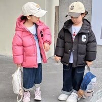 Áo khoác phao có mũ dành cho bé trai bé gái, Áo phao béo dày dặn cá tính phong cách Hàn Quốc