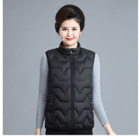 Áo Khoác Phao Ghi Lê Gọn Nhẹ Cho Mẹ AK66 - Hàng Quảng Châu Cao Cấp - Đen - 4xl
