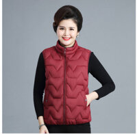 Áo Khoác Phao Ghi Lê Gọn Nhẹ Cho Mẹ AK66 - Hàng Quảng Châu Cao Cấp - Đỏ - 3XL