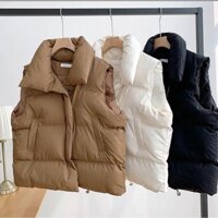 Áo khoác phao gile nữ dáng ngắn, áo khoác phao ấm áp phong cách Hàn Quốc