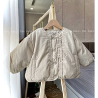 Áo Khoác Phao Lông vũ cho bé gái màu Kem phong cách Hàn Quốc