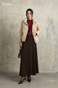 Áo khoác phao lông vũ dáng suông, dệt trần trám