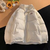 Áo khoác phao mác cao su AGA dày dặn nam nữ dài tay bo chun Hàn Quốc phối màu form dài rộng hàng Quảng Châu loại 1