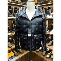 Áo khoác phao mũ trùm Dolce Gabbana Đen họa tiết logo DG túi bụng LA MK