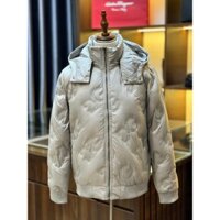 Áo khoác phao mũ trùm Dolce Gabbana Xám họa tiết logo DG dập chìm LA DDT