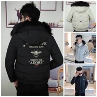 Áo khoác phao nam mũ lông tháo rời con ong cao cấp