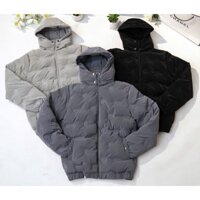 Áo Khoác Phao Nam Trần Vi Tính Dài Tay Chất Nhung Tăm Bo Chun Có Mũ Mùa Đông 3 Lớp - Menswear