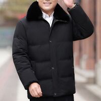 Áo khoác phao nam trung niên cổ lông BHG - Đen 2XL