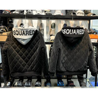 Áo Khoác Phao Nhung DSQ Nam Nữ Mặc Siêu Ấm Pha Mũ Nỉ in Chữ DSQUARED Cao Cấp Hottrend 2025