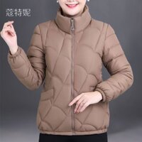 áo khoác phao nữ dáng ngắn croptop 2023 dáng dài hàn quốc tay dài bigsize cổ lông béo nữ Áo khoác đệm bông lông vũ nữ thu đông cho mẹ Áo khoác đệm bông cho người trung niên Áo khoác đệm bông dáng gầy cỡ lớn mẫu ngắn
