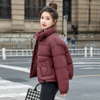 áo khoác phao nữ dáng ngắn croptop 2023 dáng dài hàn quốc tay dài bigsize cổ lông béo có mũ Áo khoác bông Hàn Quốc cổ đứng thời trang ngắn kiểu mới Áo khoác mùa đông dáng nhỏ