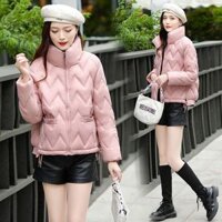 Áo khoác phao nữ dáng ngắn siêu nhẹ, cổ cao, lót bông ấm áp, thời trang thu đông JLC007(Hồng) - 37743125 Yêu thích