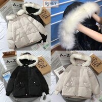 Áo Khoác Phao Nữ H2C Dáng Ngắn Mũ Lông Tháo Rời Hàng Quảng Châu AKP03