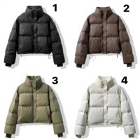 Áo khoác phao nữ lập trình dáng ngắn mẫu mới, cổ cao, tay bo, gấu có dây rút