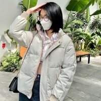 Áo Khoác Phao Nữ Mũ Lông Chồn Dáng Rộng 5 Màu dưới 65kg - Áo Đại Hàn Nữ Lót Bông