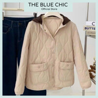 Áo Khoác Phao Nữ Ruri Có Mũ Hai Màu Trẻ Trung, Áo Khoác Phao Vải Gió Trần Bông Bluechic