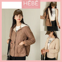 Áo khoác phao nữ Ruri vải gió trần bông kèm mũ nỉ ấm áp giữ ấm, Áo phao nữ thu đông thời trang thanh lịch HEBE - Hàng mớ