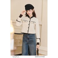 Áo khoác phao nữ trần trám siêu nhẹ siêu ấm thiết kế bo viền đen YOONA - ND29C173