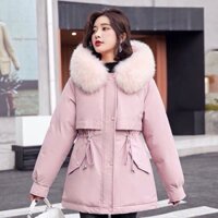 Áo khoác phao packar dáng dài rộng mũ lông lót lông 3 lớp siêu ấm hồng đen trắng nâu, Áo phao béo nữ hottrend 2024, SUBA