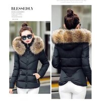 Áo khoác phao phom ngắn phối lưới lưng