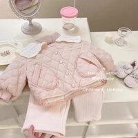 Áo khoác phao quả trám chần bông cho bé gái mùa đông phong cách tiểu thư phù hợp mặc Tết 2024 |Bunnybaby Order|