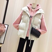 Áo Khoác Phao Sát Nách Cổ Đứng Dáng Rộng Vải cotton Kiểu Hàn Quốc Thời Trang Thu Đông Cho Nữ