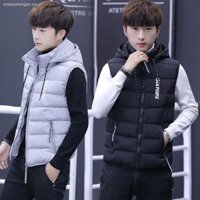 Áo khoác phao sát nách có mũ trẻ trung cho nam