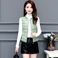 Áo Khoác Phao Sát Nách Dáng Ôm Ngắn Vải Cotton Siêu Nhẹ Kiểu Hàn Quốc Dễ Thương Cho Nữ