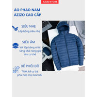 Áo khoác phao siêu nhẹ AZIZO có mũ trùm đầu giữ ấm trống ướt thời trang nam nữ.