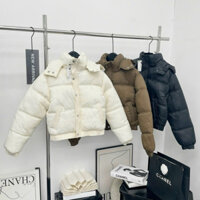 Áo Khoác Phao Siêu Nhẹ Có Mũ Chun Gấu Chun Tay Cúc Bấm Khoác Nữ Freesize  .