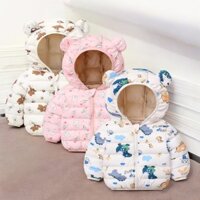 Áo khoác phao tai gấu siêu nhẹ cho bé trai bé gái, áo phao trẻ em hàng QCCC size 0-6t