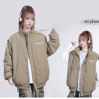 Áo khoác phao tháo lắp tay AMPHIBIAN mùa đông dày dặn nam nữ dài tay bo chun Hàn Quốc phối màu form dài rộng