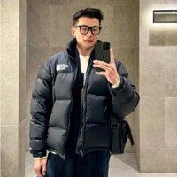 Áo khoác phao The North Face Đen trơn logo chữ Trắng ngực LA VTN