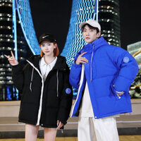 Áo khoác phao thương hiệu thời trang mới mùa đông áo khoác có mũ lông vịt màu trắng hợp thời trang ấm áp cho cặp đôi nam nữ greb